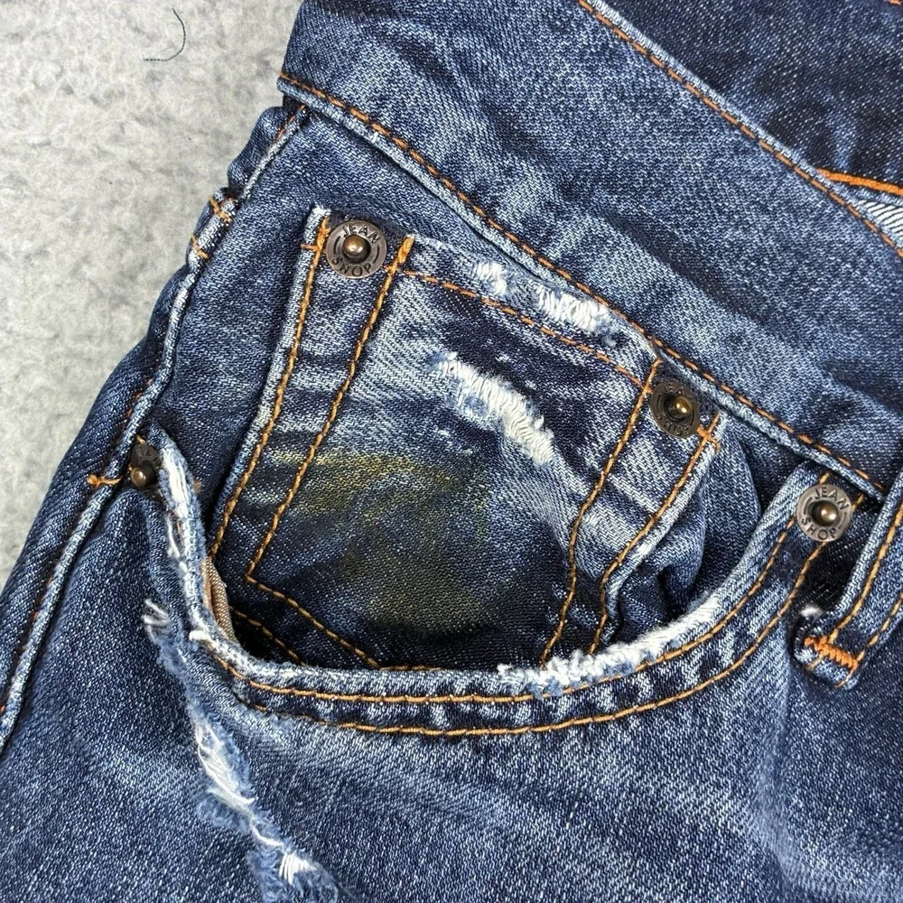 Jean Shop Denim Jeans Men's 28 (29x31) Blue Mick Selvedge Straight Distressed